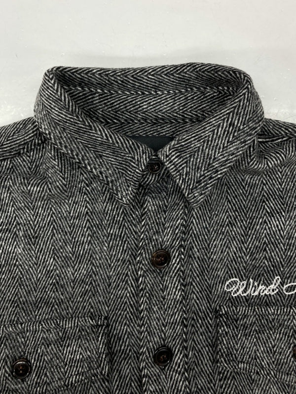 ウィンダンシー WIND AND SEA SDCL NEL TWEED SHIRT JACKET ネル ツイード シャツ ジャケット ヘリンボーン ロゴ 灰色 WDS-O-GEN-23-Q2-JK-01 長袖シャツ 総柄 グレー Mサイズ 104MT-881