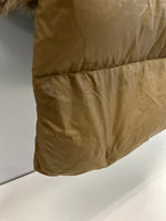 ビームス BEAMS HEART  ノーカラーダウンコート ファー ジャケット ベージュ サイズ0 101LT-220