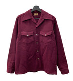 ヴィンテージ vintage 40s~ 40年代 Manhattan マンハッタン ウール オープンカラー 開襟 ロングポイント 朱色 サイズ 2 長袖シャツ 無地 ワインレッド 104MT-1312