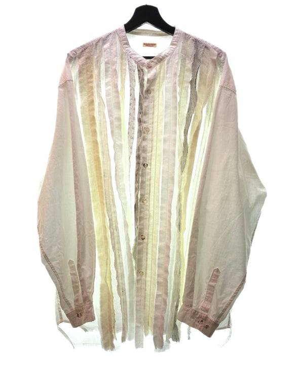 キャピタル KAPITAL OX CLOTH HOBO DRESS BAND COLLAR OVERSIZED SHIRT ホーボー ドレス バンド カラー シャツ 白 K2103LS045 長袖シャツ ストライプ ホワイト Lサイズ 104MT-77