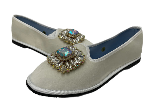 レジーネデルフォルテ Le Regine del Forte 装飾 フラットシューズ レディース靴 スリッポン ホワイト 37 601sh-17