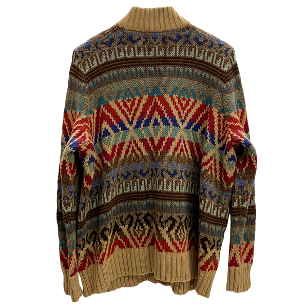 【曜日割引対象外】 ラルフローレン  RALPH LAUREN 00's LRL LAUREN JEANS CO. ネイティブ柄 ニットカーディガン カーディガン ベージュ 201MT-4778 VB