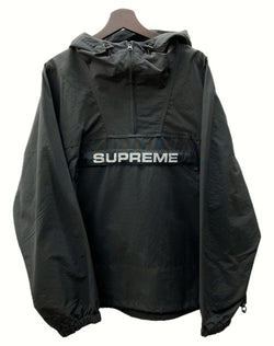 シュプリーム SUPREME 19AW Heavy Nylon Anorak ヘビー ナイロン アノラック ジャケット ハーフジップ パーカー フーディ LOGO BLACK 黒 パーカ ロゴ ブラック Lサイズ 104MT-564