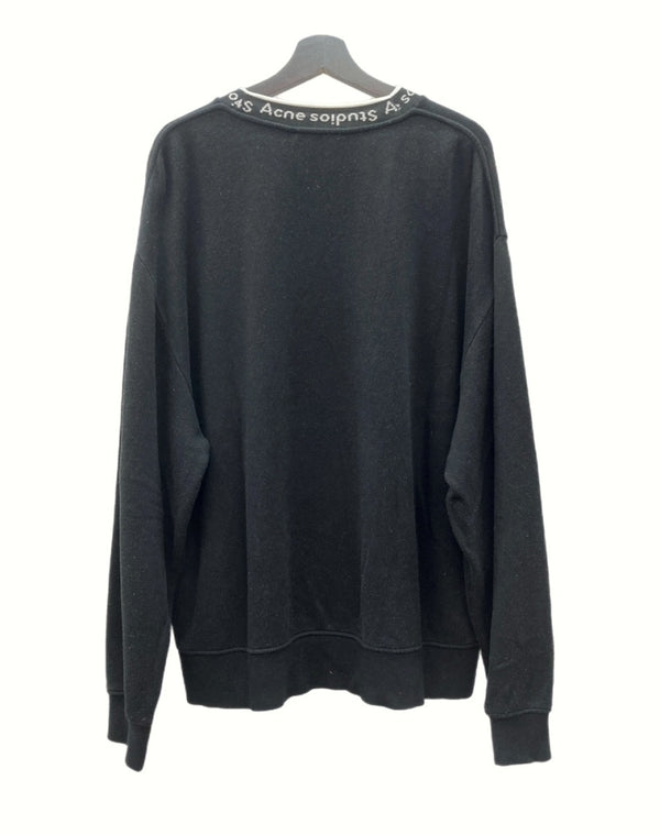 アクネストゥディオズ Acne Studios FULTON LOGO RIB SWEATSHIRT ネックロゴ スウェットシャツ クルーネック 裏起毛 黒 FN-MN-SWEA000176 スウェット ロゴ ブラック XLサイズ 104MT-969