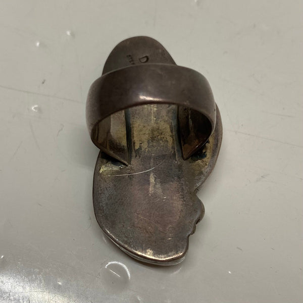 【中古】ナバホ NAVAJO D刻印 Sterling刻印 SILVER カラーストーン 17号 メンズジュエリー・アクセサリー インディアンジュエリー 指輪・リング シルバー 201goods-813