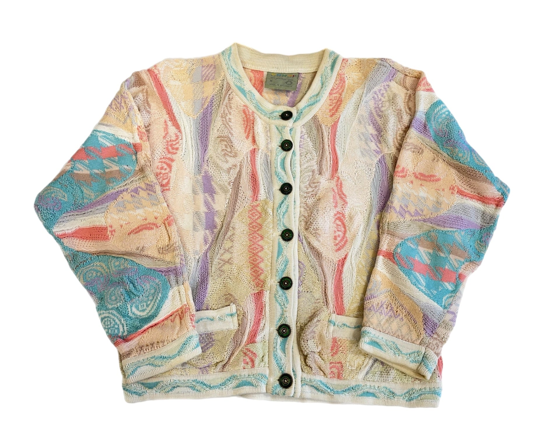 クージー COOGI AUSTRALIA パステル ニット カーデ 総柄 カーディガン