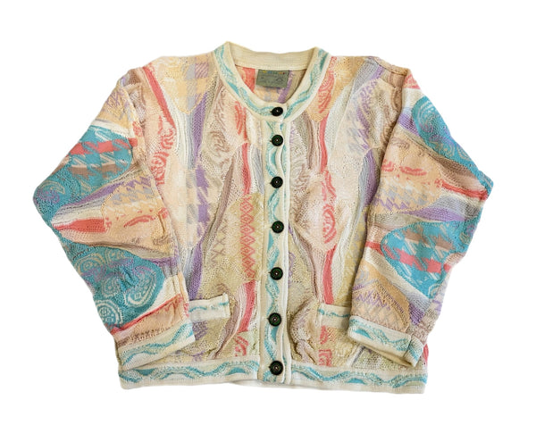 クージー COOGI AUSTRALIA パステル ニット カーデ 総柄 カーディガン マルチカラー Mサイズ 101LT-258