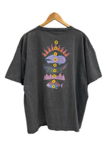 パタゴニア PATAGONIA 90s Vintage ヴィンテージ 雪なしタグ USA製 生態系 絶滅危惧種 プリントTシャツ 半袖カットソー 墨黒 XL Tシャツ ブラック LLサイズ 101MT-4700