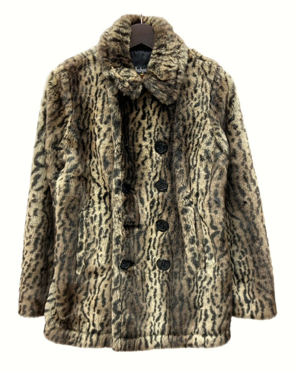 ショット SCHOTT ANIMAL BOA PEA COAT アニマル ボア ピー コート フェイクファー アンカーボタン 茶色 3142045 コート ヒョウ柄・レオパード柄 ブラウン XSサイズ 104MT-675