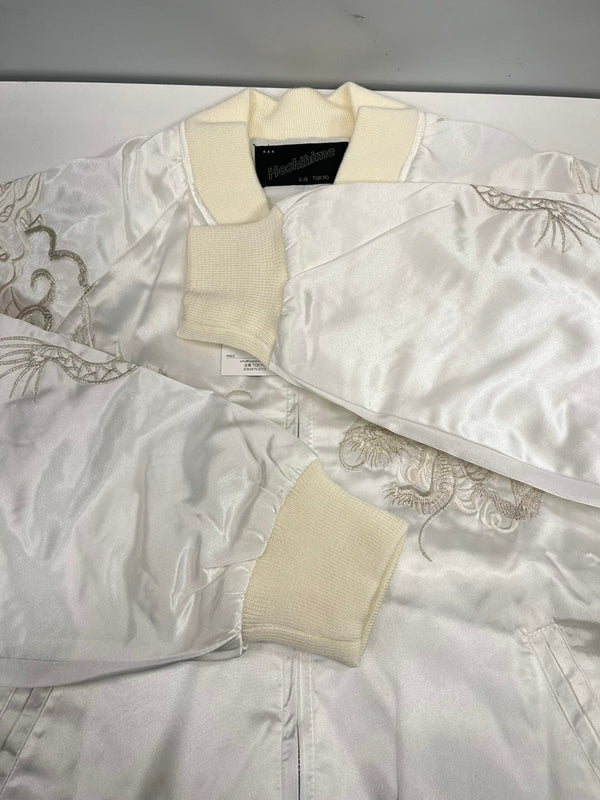 ほしひめ Hoshihime 星姫 スカジャン 龍刺繍 スカジャン サテン 白 F-002 ジャケット ホワイト フリーサイズ 101MT-5383