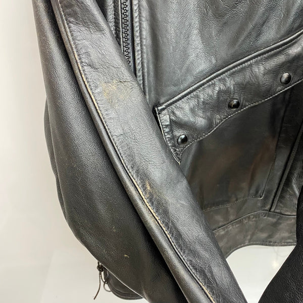 【曜日割引対象外】 バンソン VANSON スウェーデン軍 レザー モーターサイクル USA製 ジャケット ブラック 38サイズ 201MT-3881 VB