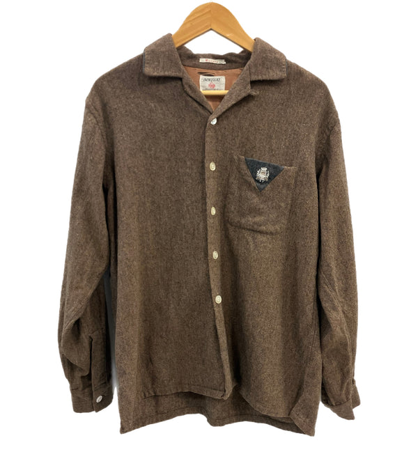 ヴィンテージ vintage 50's~60's 50年代 60年代 DONEGAL the Estate shirt オープンカラー 開襟シャツ ロングスリーブ ボックスカット 長袖シャツ ブラウン Mサイズ 101MT-3629