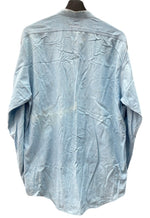 ダブルアールエル RRL 三ツ星タグ DENIM SHIRT デニム バンドカラー シャンブレー フロントボタン ヴィンテージ VINTAGE ラルフローレン RALPH LAUREN マレーシア製 ライトブルー 水色 長袖シャツ 無地 ブルー Sサイズ 104MT-1955