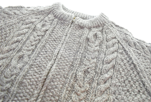 ヒマラヤンクライマーズハンドニット HIMALAYAN CLIMBER'S HANDKNIT 手編みショールZIPカーディガン HCK-F5  セーター グレー Lサイズ 103MT-3279