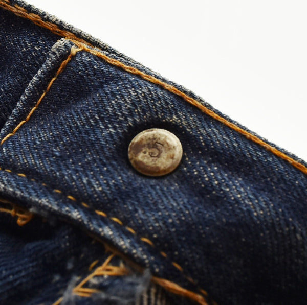 リーバイス Levi's 60's 505 BIG E デカ文字 505 濃紺 耳なし SCOVILL ZIP スコビル 60年代 60s ビッグE レインボーステッチ  不均等V ボタン裏 5 ウエストダブル デニム ブルー 103MB-619
