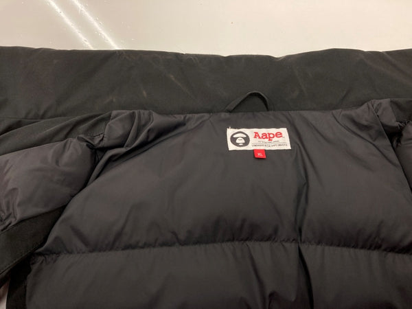 アベイシングエイプ A BATHING APE AAPE WAISTCOAT ウェスト コート ダウン ベスト 黒 AAPVCM7455XXH ベスト ロゴ ブラック XLサイズ 104MT-2152