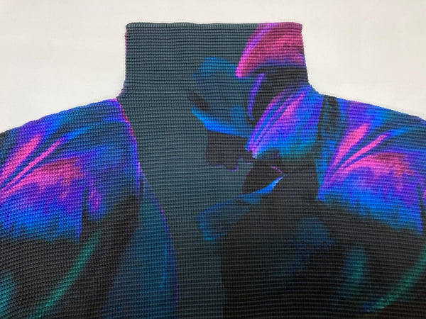 イッセイミヤケ ISSEY MIYAKE ミー me グラデーション シアー トップス ボックスプリーツ BOX PLEATS ポリエステル フィリピン製 グリーン系 MULTI COLOR MI01FJ241 長袖カットソー マルチカラー 104LT-237