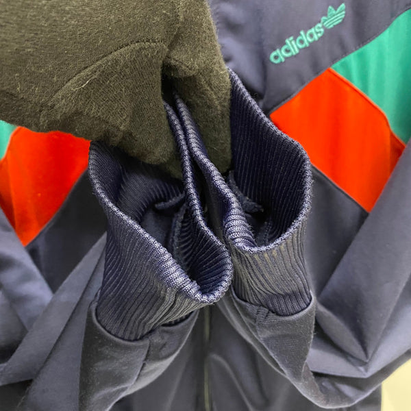 【曜日割引対象外】 アディダス adidas 80's 90's トラックジャケット ジャージ ネイビー Lサイズ 201MT-4739 VB