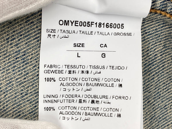 オフホワイト OFF-WHITE 18AW グラディエント アロー デニム Gジャン シルバープレート バックプリント ダメージ加工 ヴィンテージ加工 イタリア製 BLUE 青 OMYE005F18166005 ジャケット ロゴ ブルー Lサイズ 104MT-1837