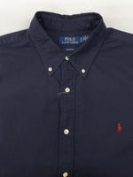 ラルフローレン RalphLauren POLO BUTTONDOWN SHIRT ボタンダウン シャツ CUSTOM FIT 刺繍 長袖 紺 長袖シャツ ワンポイント ネイビー XLサイズ 104MT-2086