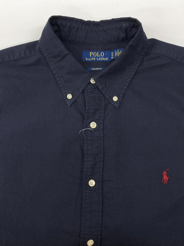 ラルフローレン RalphLauren POLO BUTTONDOWN SHIRT ボタンダウン シャツ CUSTOM FIT 刺繍 長袖 紺 長袖シャツ ワンポイント ネイビー XLサイズ 104MT-2086