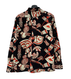 サンサーフ SUN SURF コーデュロイ ボタンダウン 細畝 総柄 L/S CORDUROY SHIRT 119BLK SS27708 長袖シャツ 総柄 ブラック Lサイズ 104MT-2314