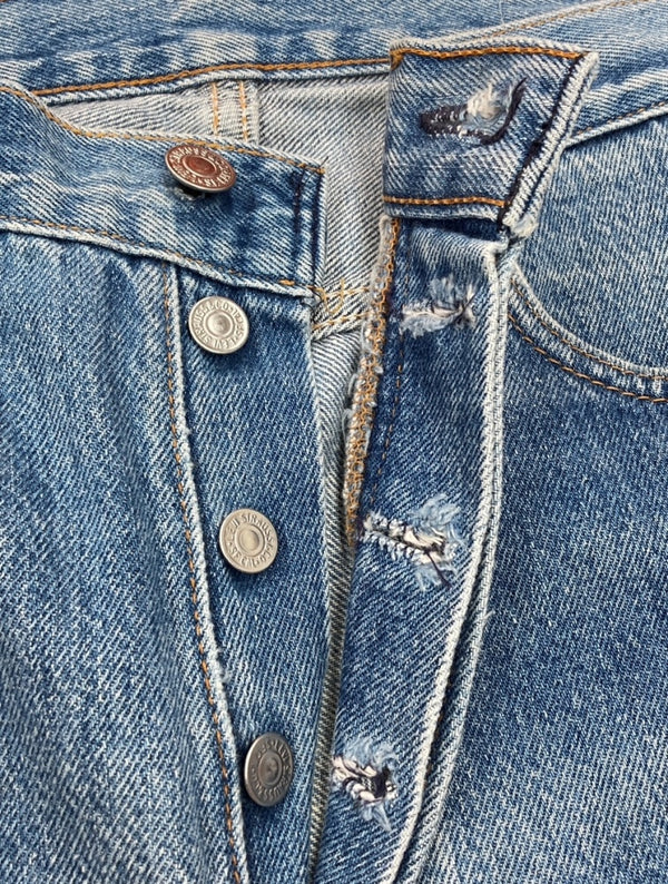 バウワウ BOWWOW REMAKE DENIM PANTS リメイク デニム パンツ 再構築 ボタンフライ ジャージ ジーンズ ズボン 青 黒 無地 BW1801-WLP デニム ブルー Mサイズ 104MB-159