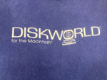 ヴィンテージ vintage 90's 90s Hanes DISKWORLD for the Macintosh マッキントッシュ マガジン 企業Tee アートT art  両面プリント Tシャツ ネイビー Lサイズ 101MT-3513