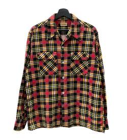 ヴィンテージ vintage 60s 60年代 TOWNCRAFT タウンクラフト オープンカラーシャツ 開襟 プリントネル プリネル  長袖シャツ チェック マルチカラー Lサイズ 104MT-1754