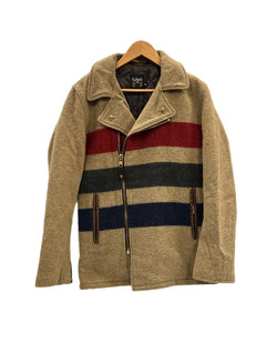 ショット SCHOTT WOOL PEA COAT STRIPE ZIP FRONT ピーコート 茶 32 ジャケット ベージュ 101MT-5287