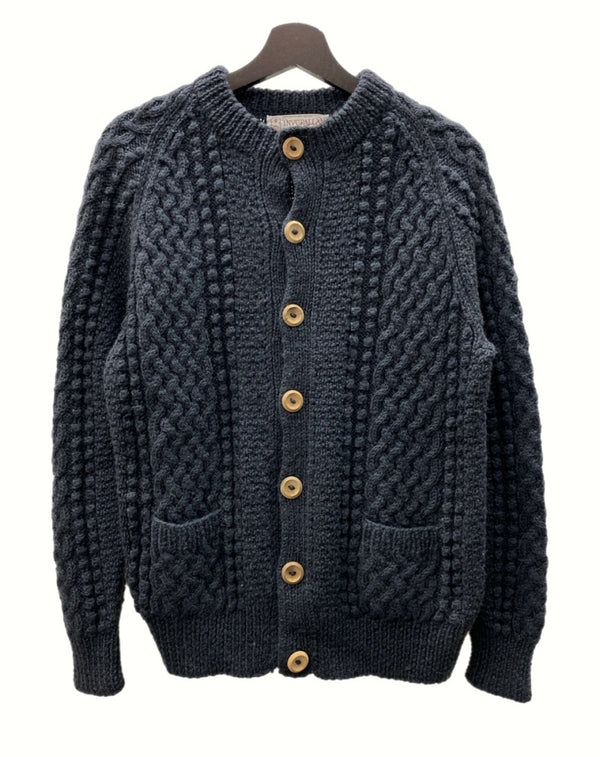 インバーアラン INVERALLAN 4A Golfer Cardigan ゴルファー カーディガン ニット セーター ケーブル ハンドニット 紺 NAVY セーター 無地 ネイビー 104MT-639