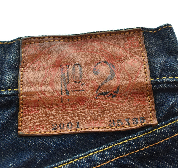 エヴィス EVISU Lot 2001 NO2 KAMOMEカモメ プリント デニム パンツ 35×35 デニム ブルー 103MB-647