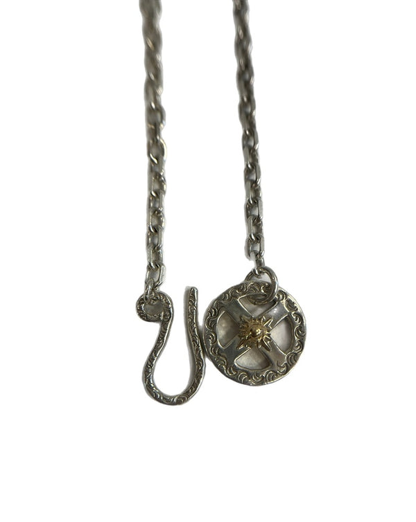 アリゾナフリーダム ARIZONA FREEDOM 唐草 フック 太陽神 ホイール チェーン シルバー✕ゴールド シルバーアクセサリー メンズジュエリー・アクセサリー ネックレスチェーン シルバー 101G-214