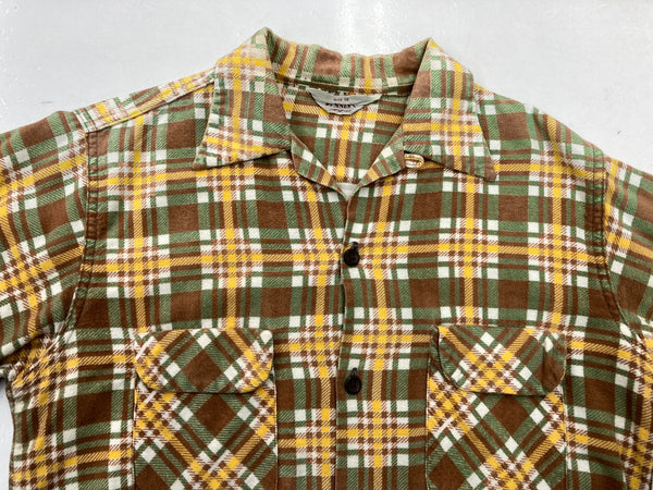 ヴィンテージ vintage 50s～ 50年代 PENNY'S ペニーズ プリントネル プリネル オープンカラー 開襟 サイズ 18 長袖シャツ チェック マルチカラー 104MT-1304