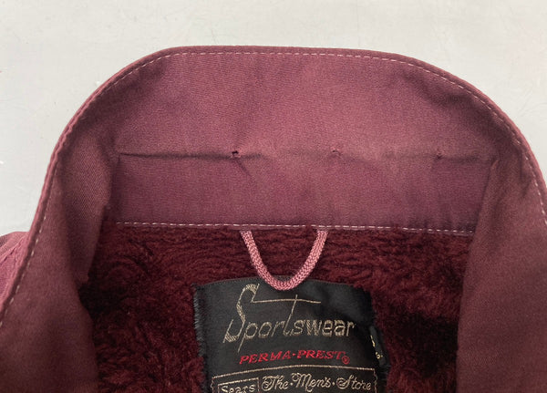 シアーズ Sears 70's 80's Vintage ヴィンテージ スウィングトップ スポーツジャケット ボア TALON Zipper えんじ色 サイズ38 ジャケット 無地 ワインレッド 104MT-1041