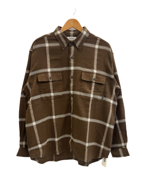 ラディアル RADIALL CAMINO B.D. COLLARED SHIRT L/S フランネルシャツ ボタンダウンシャツ 茶×白 チェック柄 RAD-21AW-SH002 長袖シャツ ブラウン Lサイズ 101MT-5146
