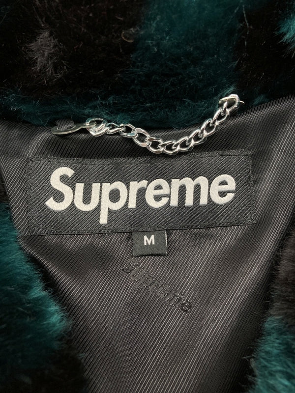 シュプリーム SUPREME 18SS Faux Fur Repeater Bomber Jacket フェイク ファー リピータ ボンバー ジャケット Dark Teal 緑 ジャケット ロゴ グリーン Mサイズ 104MT-563