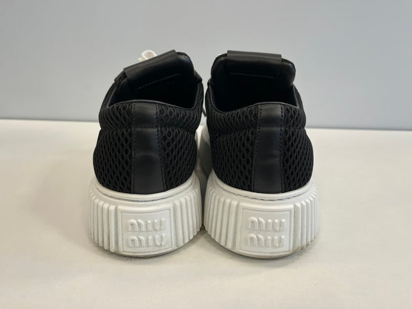 ミュウミュウ miu miu 厚底 ロゴ メッシュ スニーカー  726 レディース靴 スニーカー ブラック サイズ38 101sh-2260