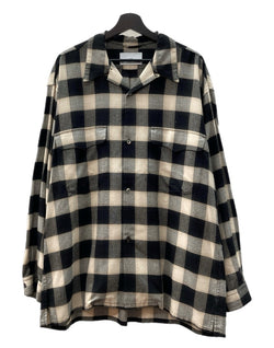シュガーヒル SUGARHILL 23SS OMBRE PLAID LOOSE OPEN COLLAR BLOUSE オンブレ オープンカラー シャツ 開襟 茶 黒 23SSSH02 サイズ 0 長袖シャツ チェック ブラック 104MT-2111