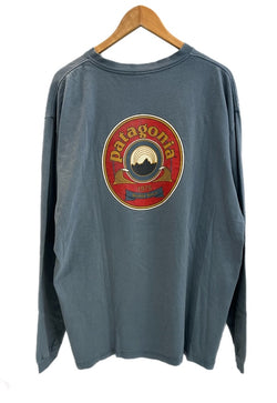 パタゴニア PATAGONIA 90s Vintage ヴィンテージ USA製 Benetical T's Long Sleeve 長袖 カットソー ロゴプリント バックプリント XL ロンT ブルー LLサイズ 101MT-4694