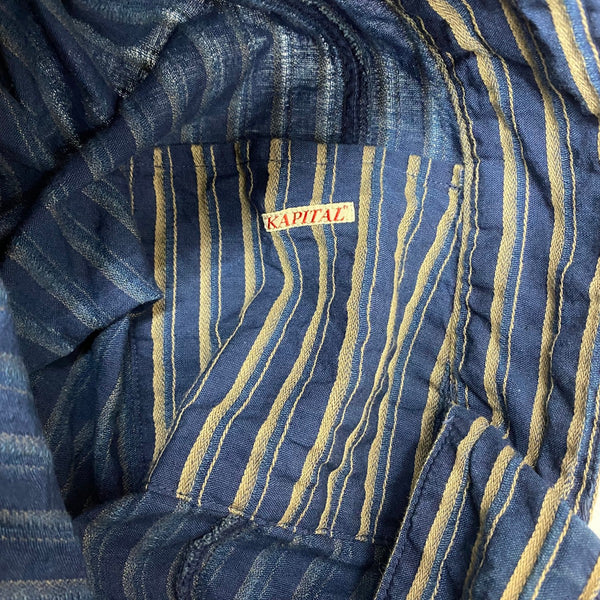 【曜日割引対象外】 キャピタル KAPITAL ストライプ プルオーバー 長袖カットソー ネイビー 2サイズ 201MT-3566 VB