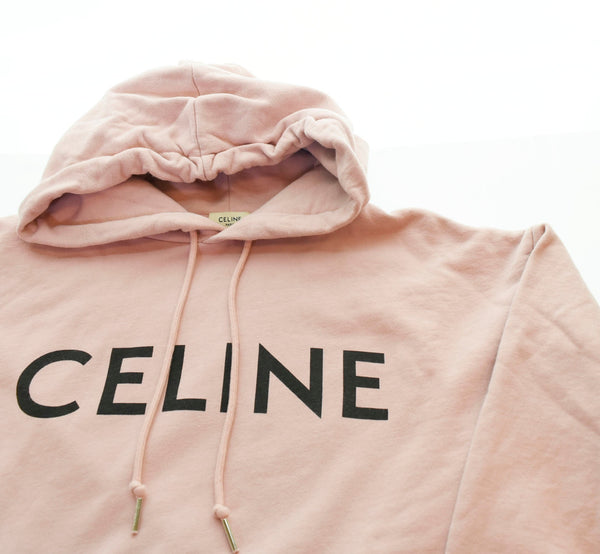 セリーヌ Céline CELINE LOOSE HOODIE ルーズ フーディー COTTON FLEECE コットンフリース LOGO PULLOVER ロゴ プルオーバー 2Y321670Q パーカ ピンク Lサイズ 103MT-1733