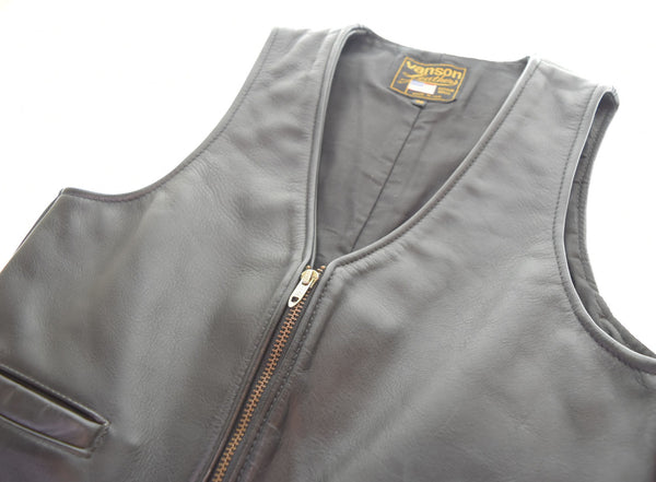 バンソン VANSON USA製 TALONジップ レザー ベスト 黒 38 ベスト ブラック 103MT-2311