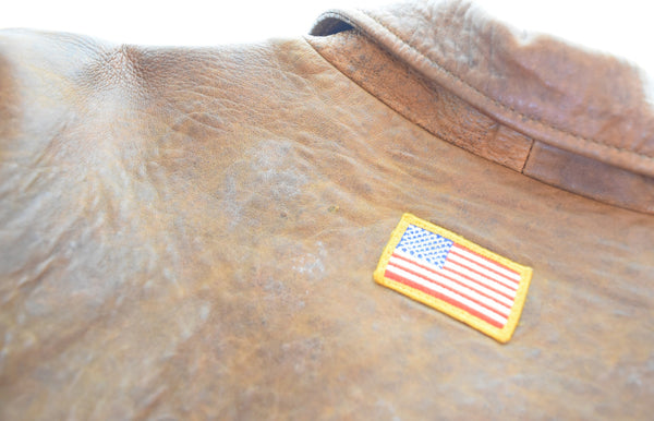 US US古着 MICHAEL CLASSIC APPAREL 90's  A-2 TYPEレザーフライトジャケット XXl ジャケット ブラウン 3Lサイズ 103MT-3509