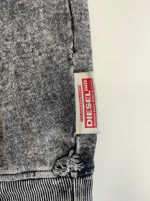 ディーゼル DIESEL ヴィンテージ加工 フーディー  ダメージ加工 ロゴ S-GINN-HOOD-E1 XXL パーカ グレー 3Lサイズ 101MT-4368