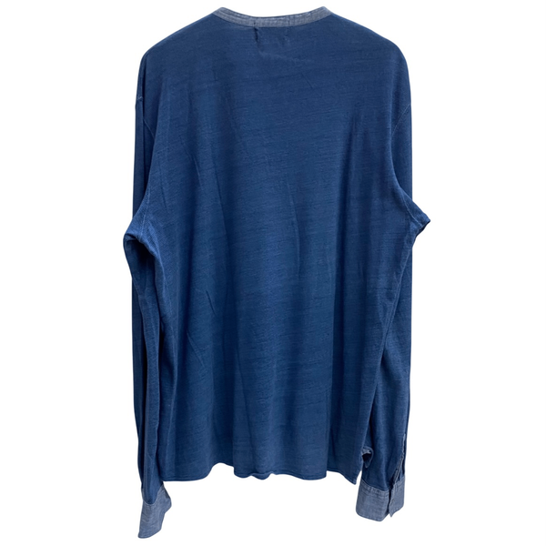 【曜日割引対象外】 ダブルアールエル RRL 初期 デニム切替 マチ付き 長袖カットソー ブルー XLサイズ 201MT-4088 VB