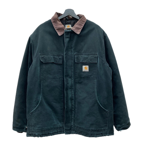 カーハート Carhartt DUCK TRADITIONALCOAT トラディショナルコート ダック ワークジャケット 中綿 黒 C003 サイズ 46 ジャケット ロゴ ブラック 104MT-1870