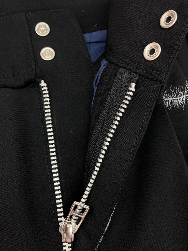 ベッドフォード BED J.W. FORD FEATHER FLARE SLACKS PANTS フェザー フレア スラックス パンツ 羽根 ジップフライ 黒 総柄 スラックス ブラック サイズ 1 104MB-287