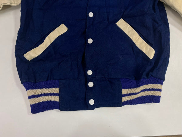 ヴィンテージ vintage 60's～ 60年代 LOGAn Knitting Mills ウール スタジャン バーシティジャケット アワードジャケット 袖レザー ツートン ホワイト ジャケット ネイビー 101MT-5451
