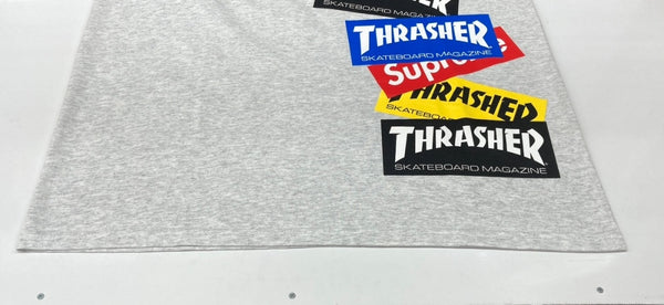 シュプリーム SUPREME × Thrasher スラッシャー Multi Logo L/S Tee マルチ ロゴ ロング スリーブ Tシャツ 長袖 灰 ロンT ロゴ グレー Lサイズ 104MT-1825
